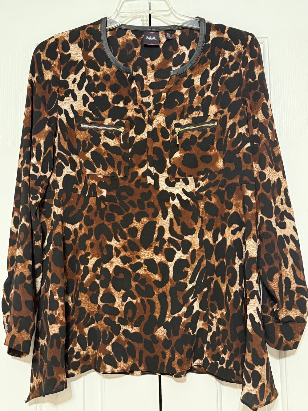 Rafaella Animal Print Long Sleeve Blouse/Tunic, Size M
